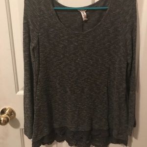 Aeropostale grey long sleeve shirt with crochet